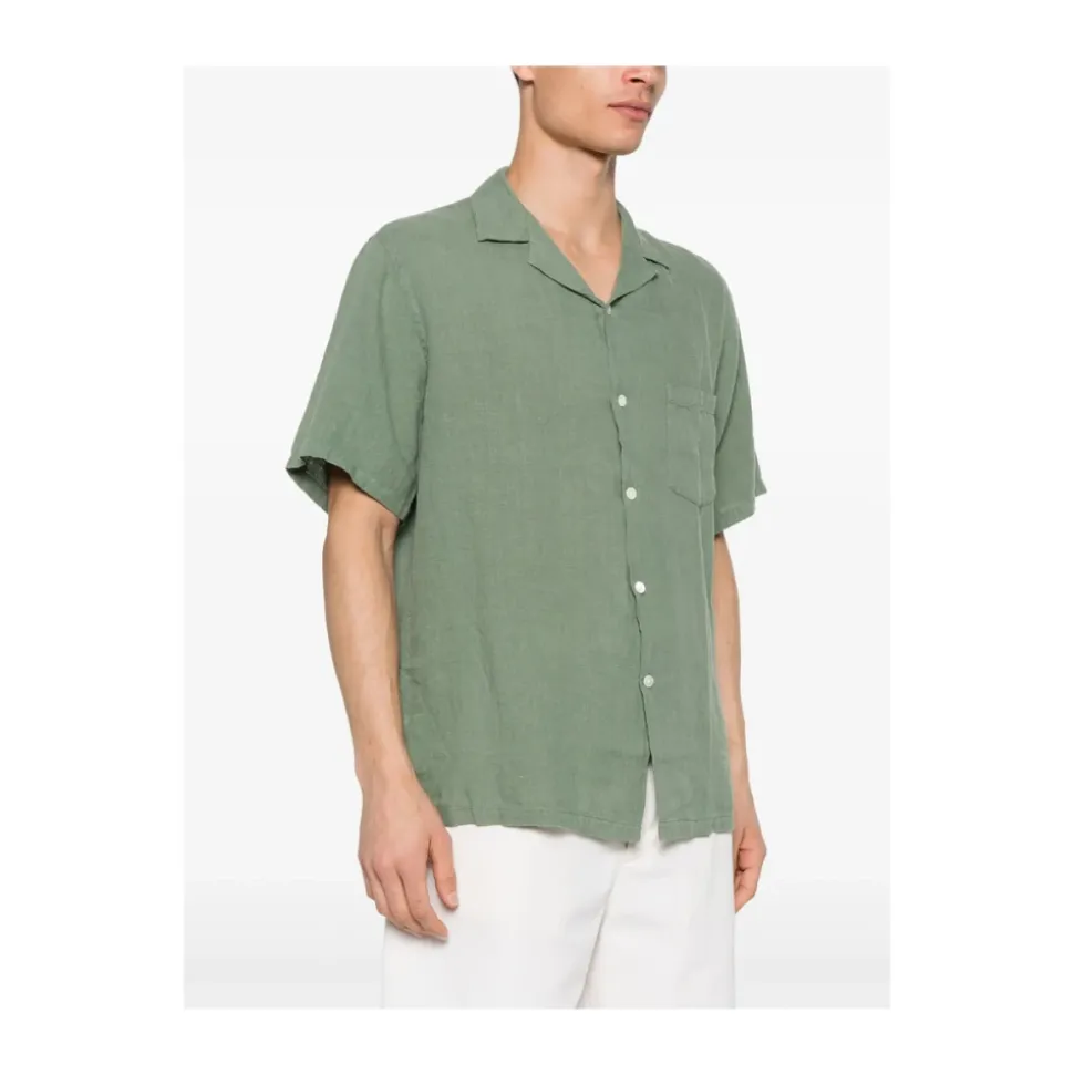 Chemise en Flanelle Vert Mousse Manches Courtes