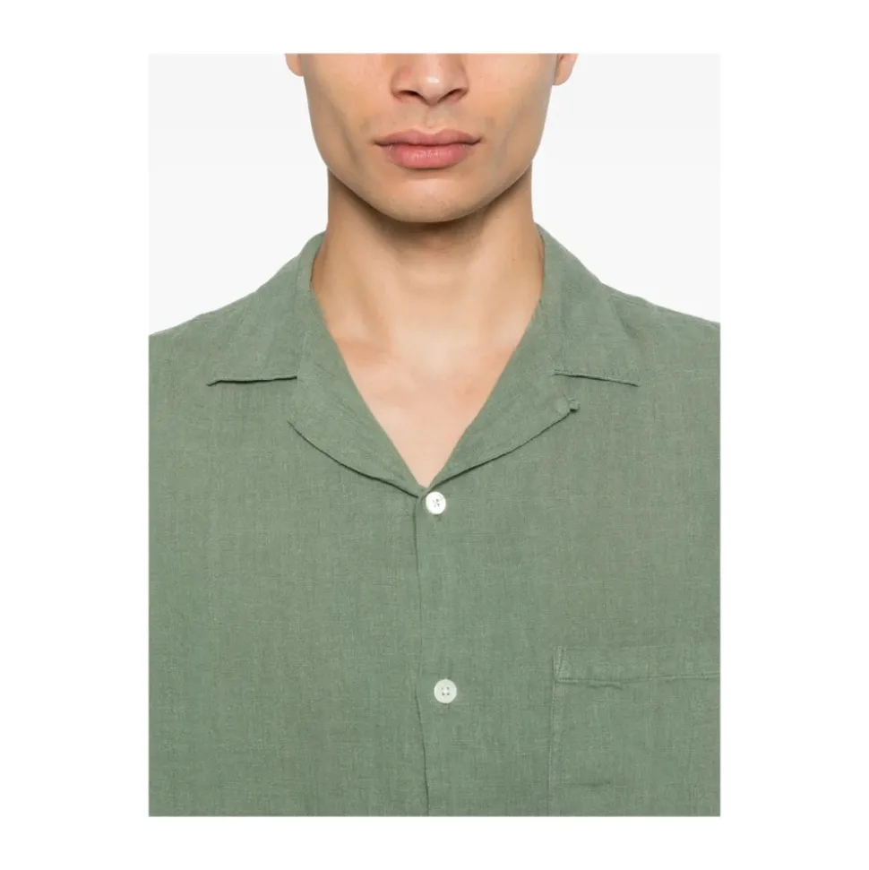 Chemise en Flanelle Vert Mousse Manches Courtes