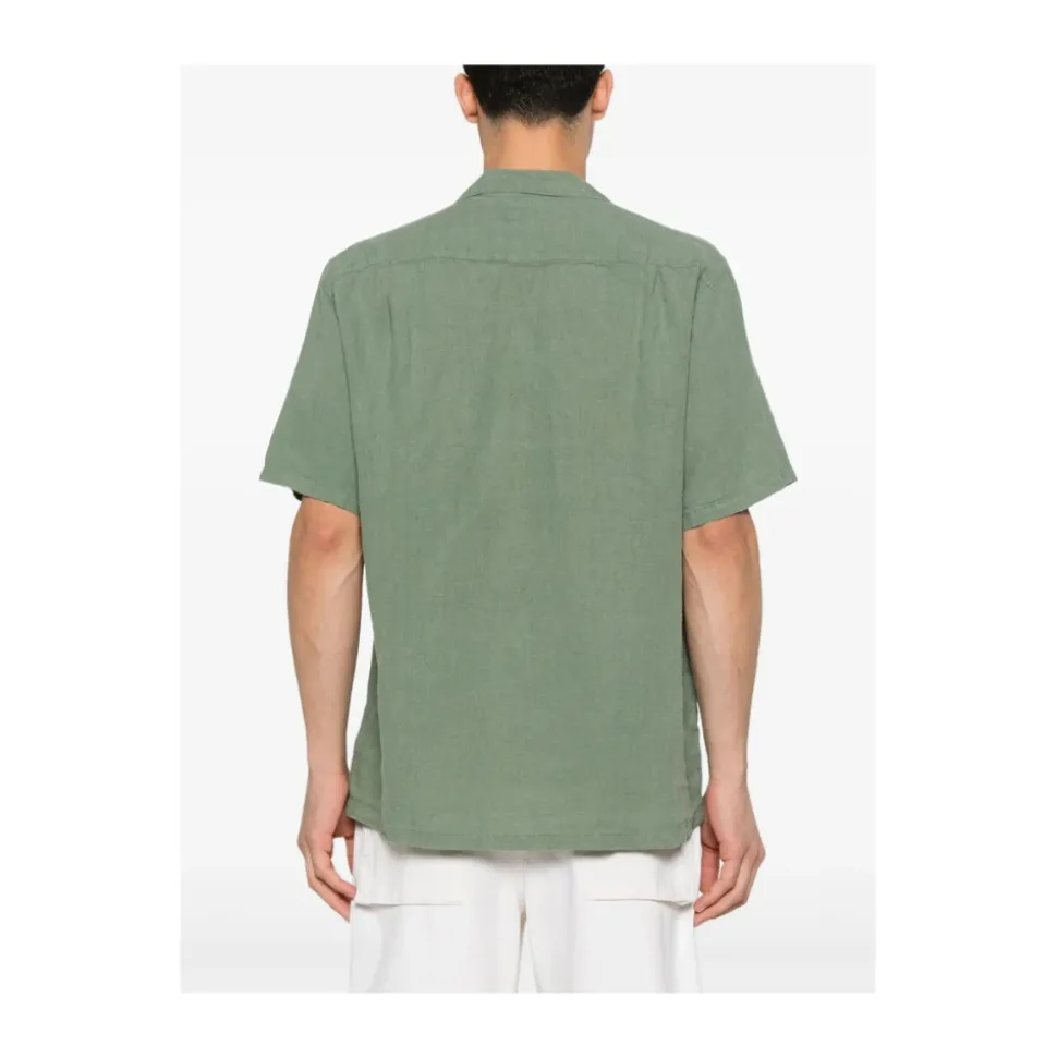 Chemise en Flanelle Vert Mousse Manches Courtes