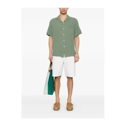Chemise en Flanelle Vert Mousse Manches Courtes