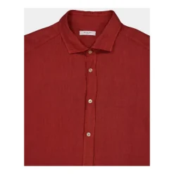 Chemise en Lin Rouge, Coupe Décontractée