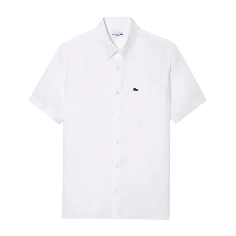 Chemise à Manches Courtes en Lin Blanc