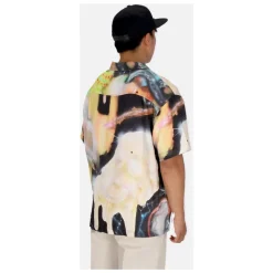 Chemise à manches courtes multicolore à col cubain