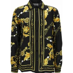 Chemise à Manches Longues Motif Baroque Noir