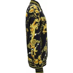 Chemise à Manches Longues Motif Baroque Noir
