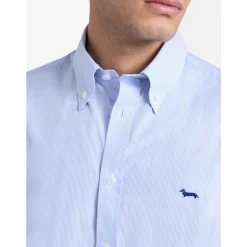 Chemise à micro-rayures coupe droite