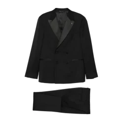 Costume croisé en laine avec broche