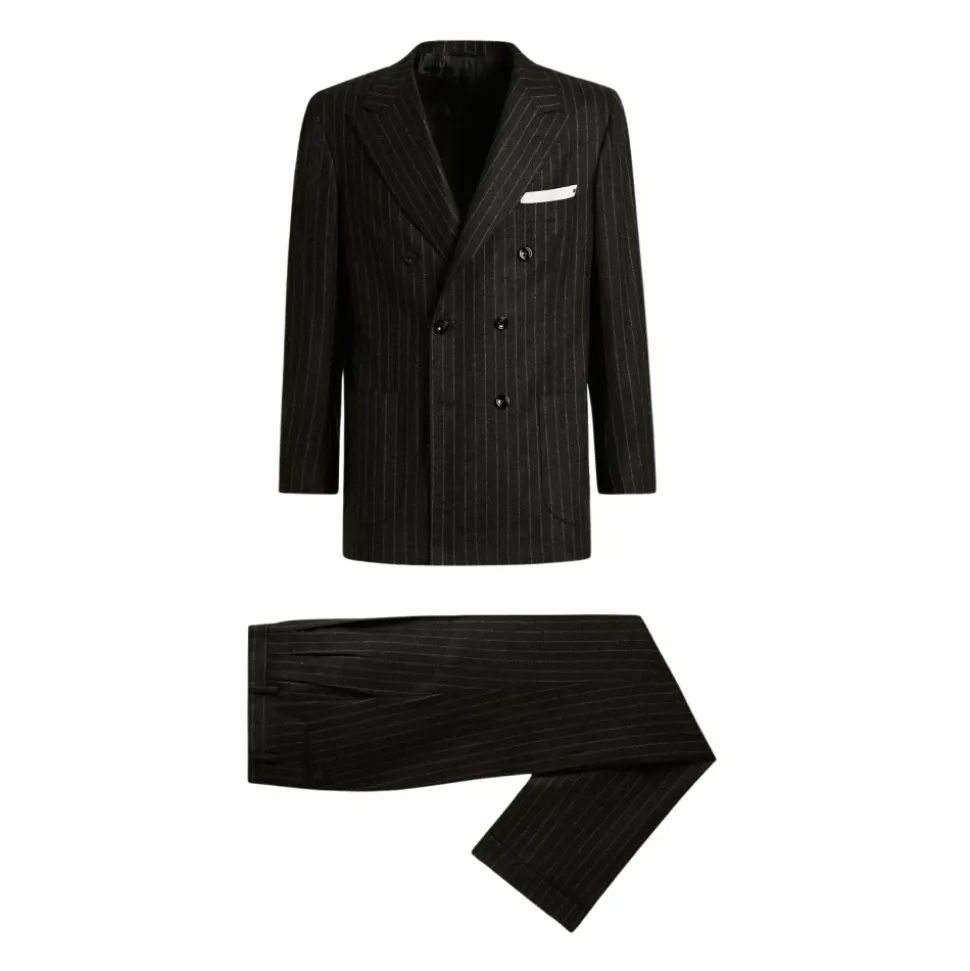 Costume à Rayures en Laine et Cachemire