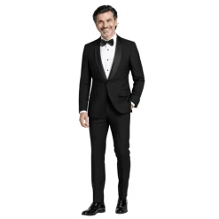 Costume à revers satiné à un bouton