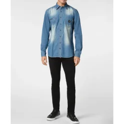 Denim Shirt Long-Sleeve Skull&Bones