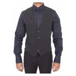 Gilet Veste Formelle en Laine Noire
