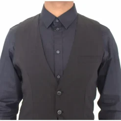 Gilet Veste Formelle en Laine Noire