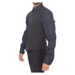 Gilet Veste Formelle en Laine Noire