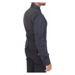 Gilet Veste Formelle en Laine Noire