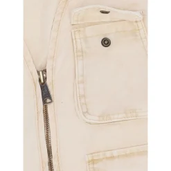 Gilet Vintage Denim Fermeture Éclair Blanc