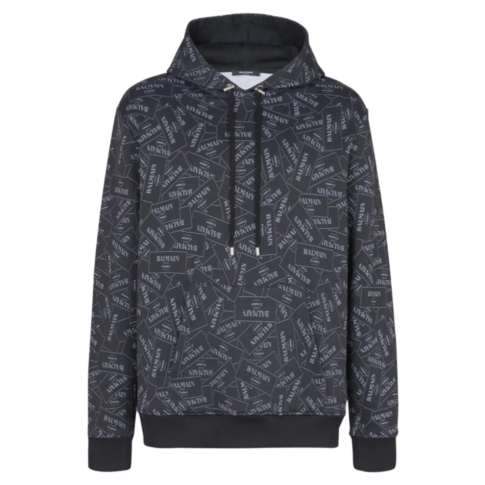 Hoodie imprimé motif Étiquette all-over