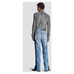 Jean ample en denim et maille
