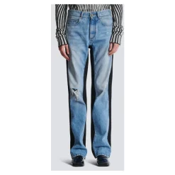 Jean ample en denim et maille