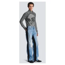 Jean ample en denim et maille