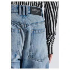 Jean ample en denim et maille