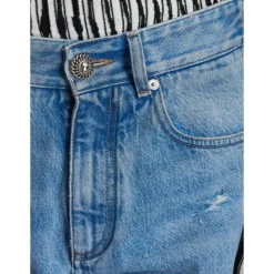 Jean ample en denim et maille