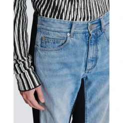 Jean ample en denim et maille
