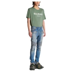 Jean biker slim en denim Blue wash