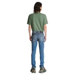 Jean biker slim en denim Blue wash