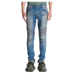 Jean biker slim en denim Blue wash
