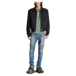 Jean biker slim en denim Blue wash