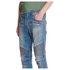 Jean biker slim en denim Blue wash