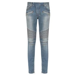 Jean biker slim en denim Blue wash