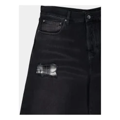 Jean Coupe Baggy à Réparations en Flanelle