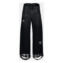 Jean Coupe Baggy à Réparations en Flanelle