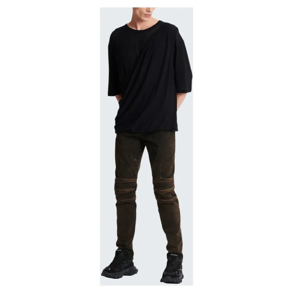 Jean coupe slim à ceinture zippée