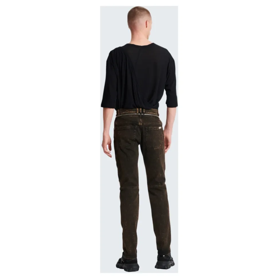 Jean coupe slim à ceinture zippée