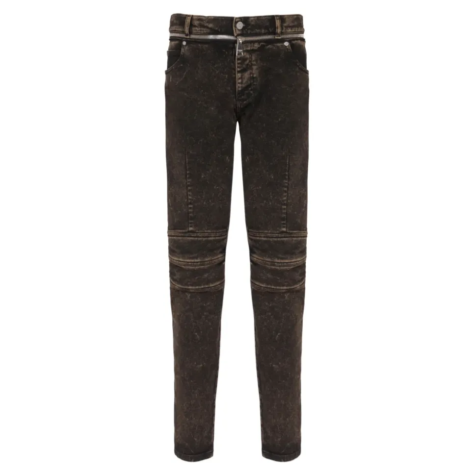 Jean coupe slim à ceinture zippée