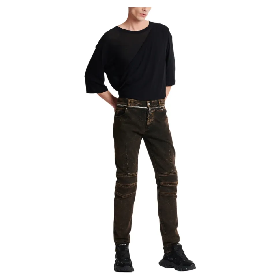 Jean coupe slim à ceinture zippée