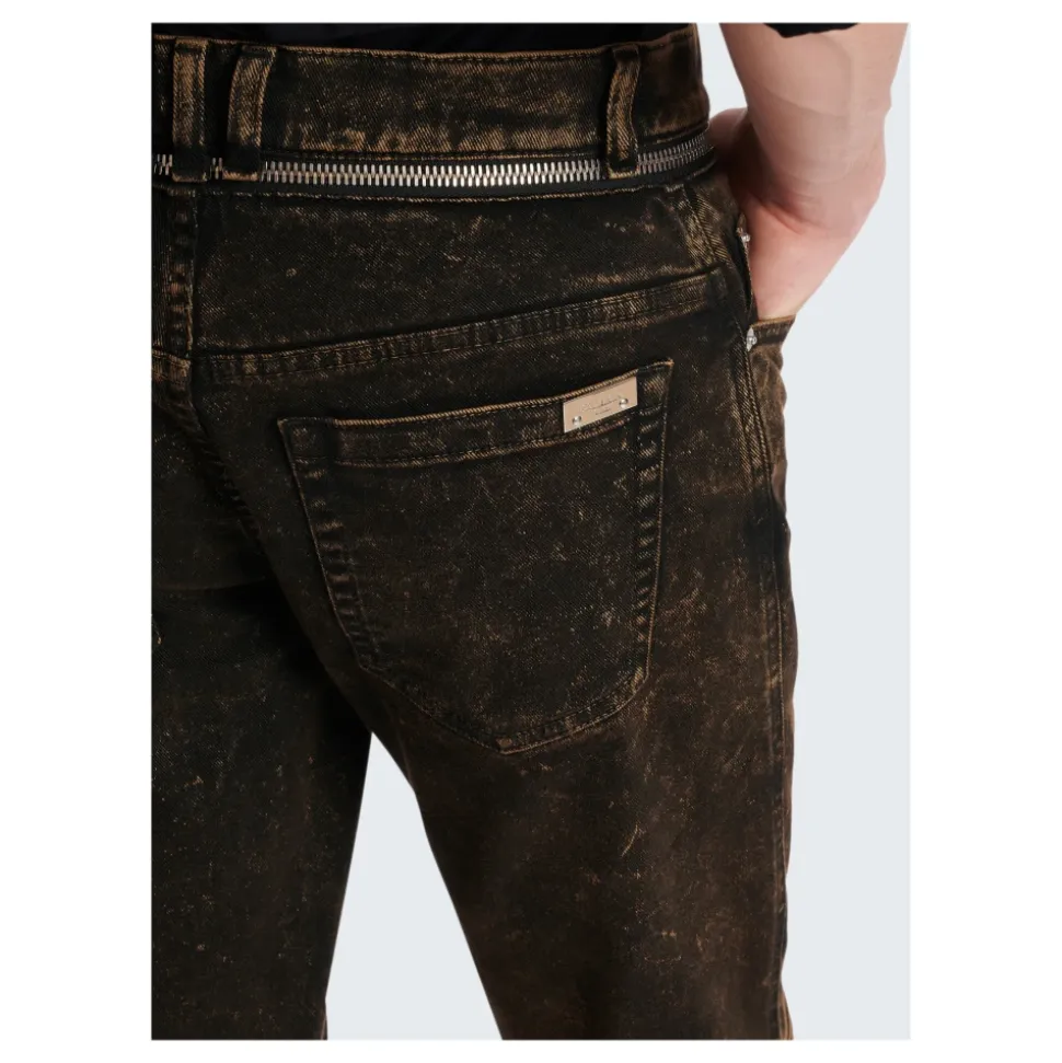 Jean coupe slim à ceinture zippée