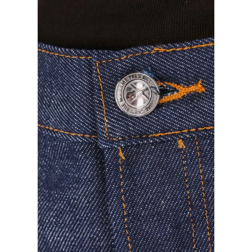 Jean en Denim de Coton Pur Coupe Droite
