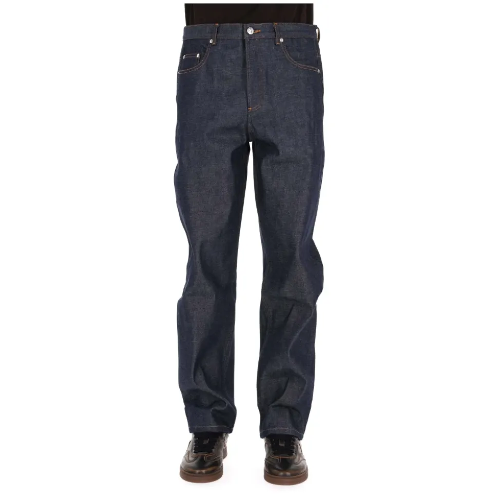 Jean en Denim de Coton Pur Coupe Droite