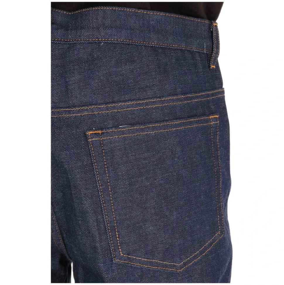 Jean en Denim de Coton Pur Coupe Droite