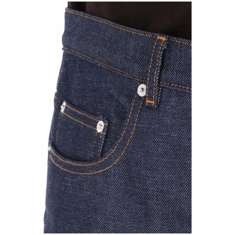 Jean en Denim de Coton Pur Coupe Droite