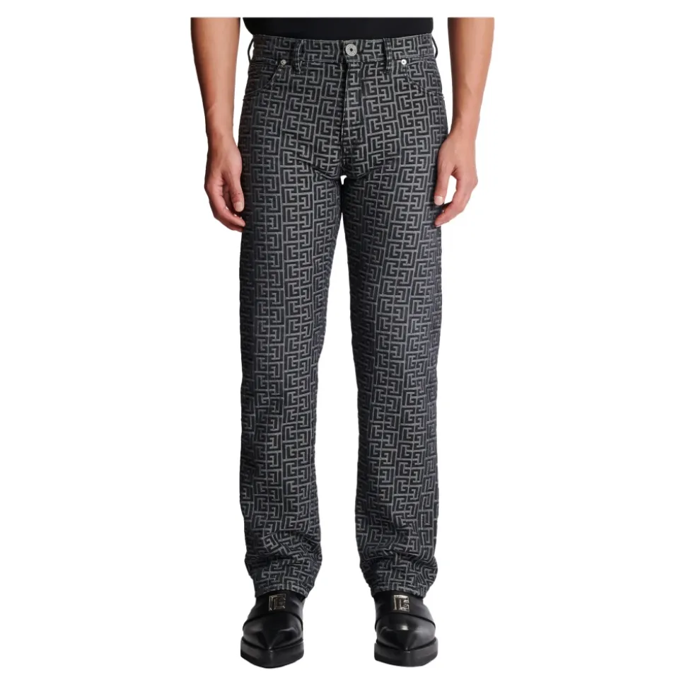 Jean en denim jacquard monogrammé