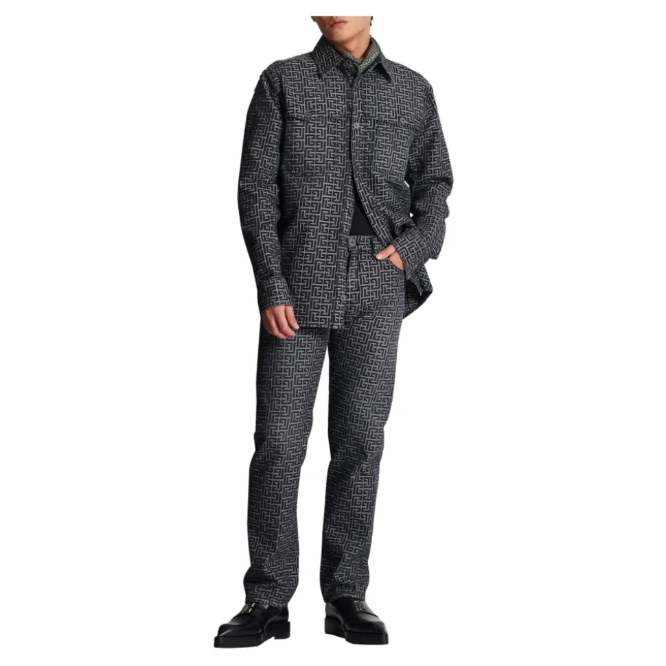 Jean en denim jacquard monogrammé