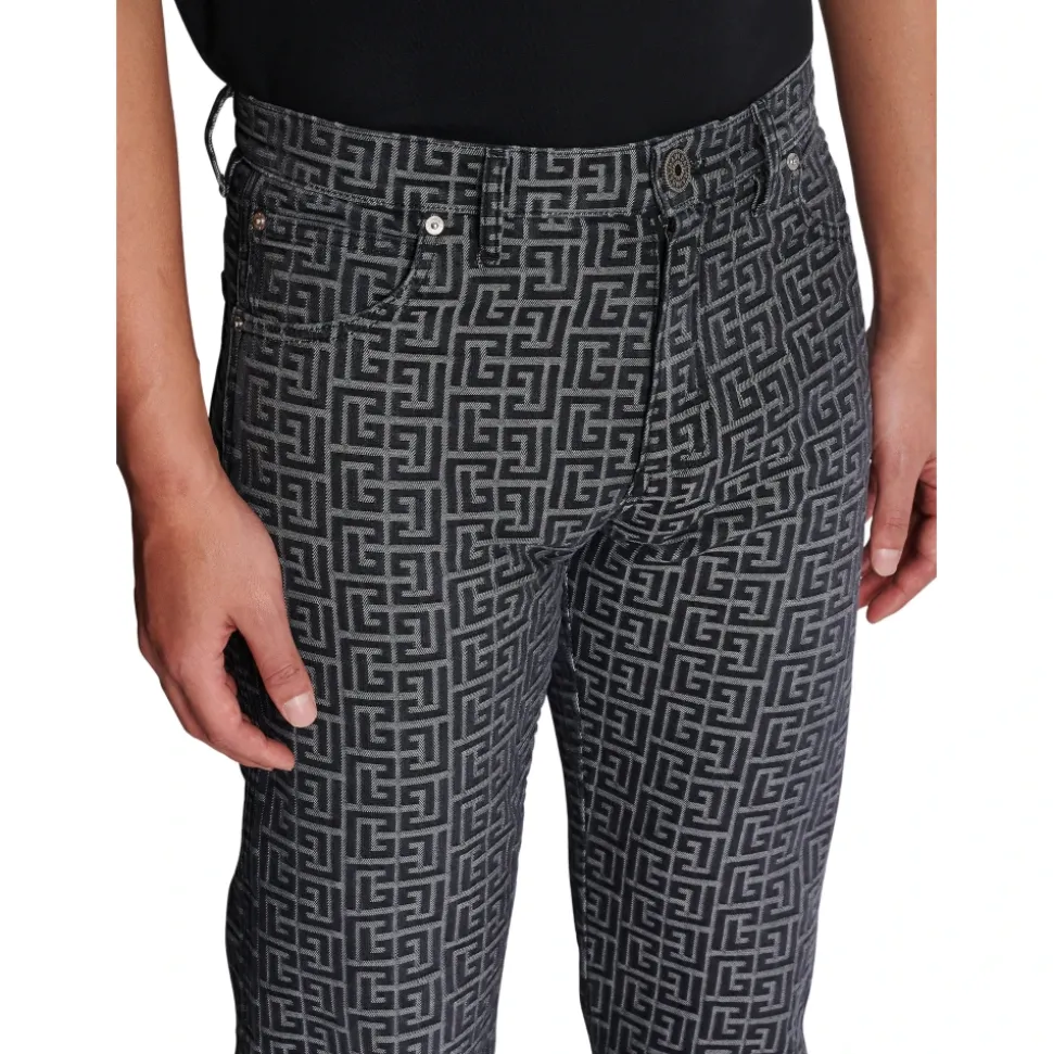 Jean en denim jacquard monogrammé