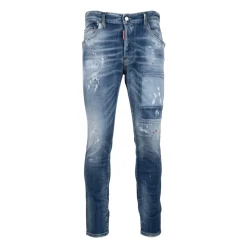 Jean Homme avec Bouton et Patch en Cuir