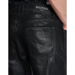 Jean regular en denim enduit