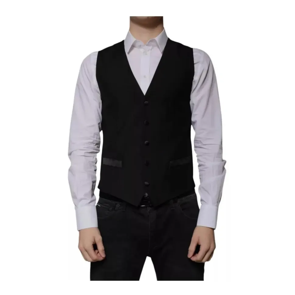 Élégant Gilet Formel Noir