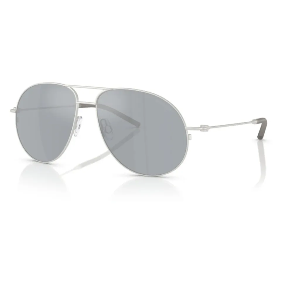 Lunettes de soleil argent mat avec flash gris